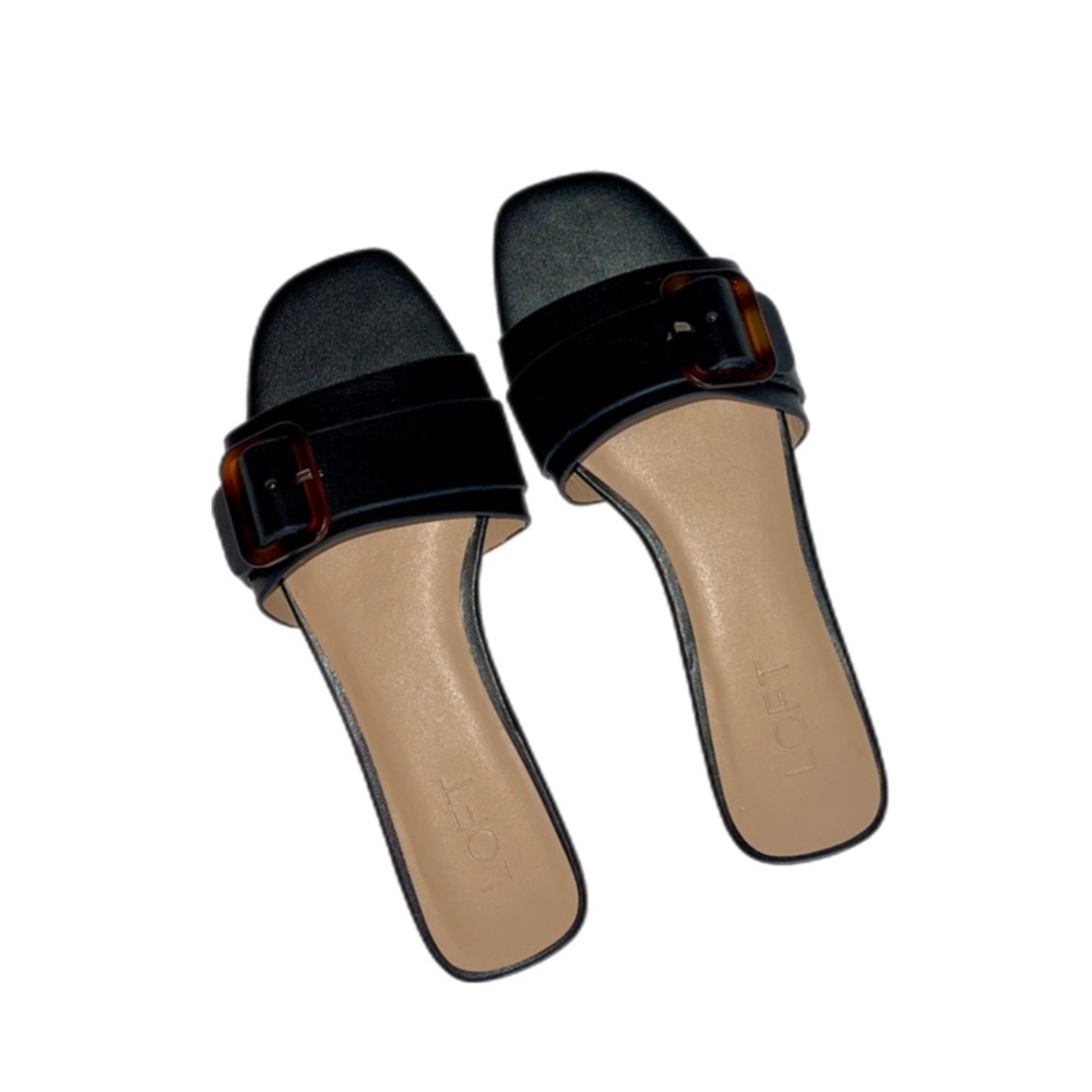 LOFT Sleek Black and Brown Sandals